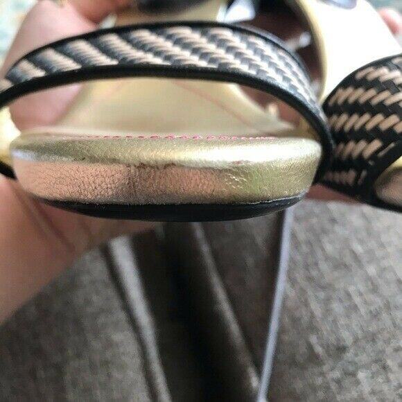 Isaac Mizrahi New York Size 8 Isbelle High Heels Black Gold Date Night Leather - Picture 9 of 9